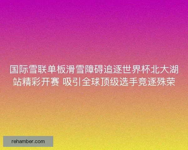 国际雪联单板滑雪障碍追逐世界杯北大湖站精彩开赛 吸引全球顶级选手竞逐殊荣